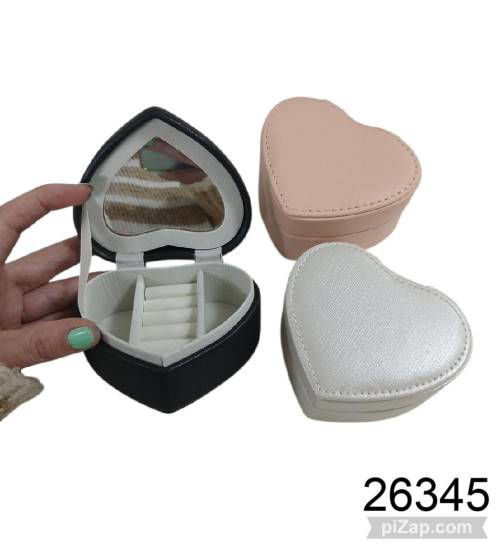 Imagen de CAJA ORGANIZADORA DE BIJOU CORAZON C/ESPEJO 10X9CM 5.26